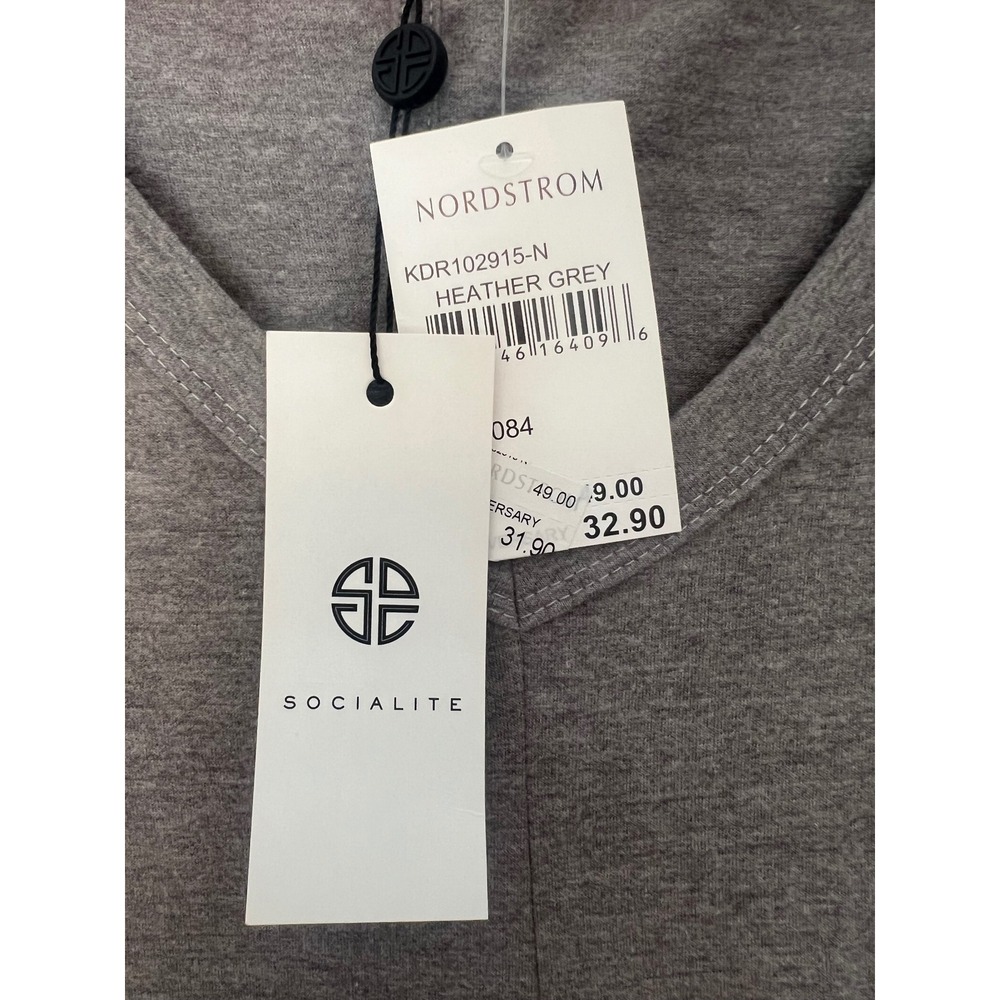 SOCIALITE Heather Grey V Neck Short Sleeve Knot Front‎ Midi Dress KDR102915 N